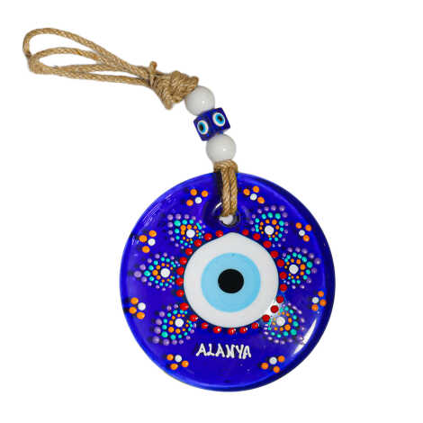 Alanya Temalı Mandala Desenli Cam Nazar Duvar Süsü 22 Cm - 10