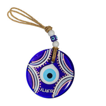 Alanya Temalı Mandala Desenli Cam Nazar Duvar Süsü 22 Cm - 9