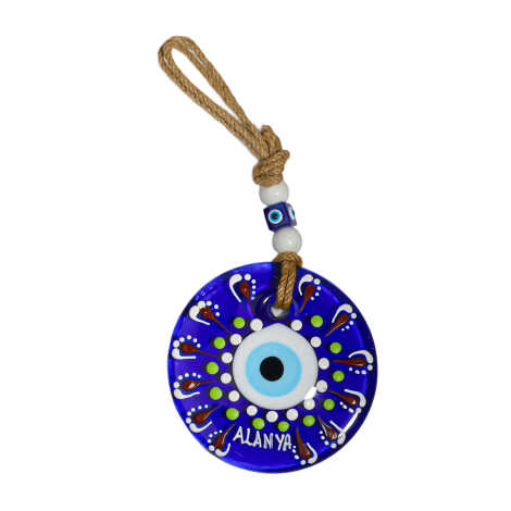 Alanya Temalı Mandala Desenli Cam Nazar Duvar Süsü 22 Cm - 7