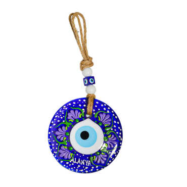 Alanya Temalı Mandala Desenli Cam Nazar Duvar Süsü 22 Cm - 6