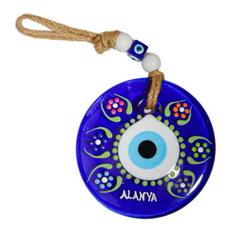 Alanya Temalı Mandala Desenli Cam Nazar Duvar Süsü 22 Cm - 5