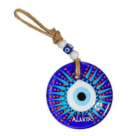 Alanya Temalı Mandala Desenli Cam Nazar Duvar Süsü 22 Cm - 3