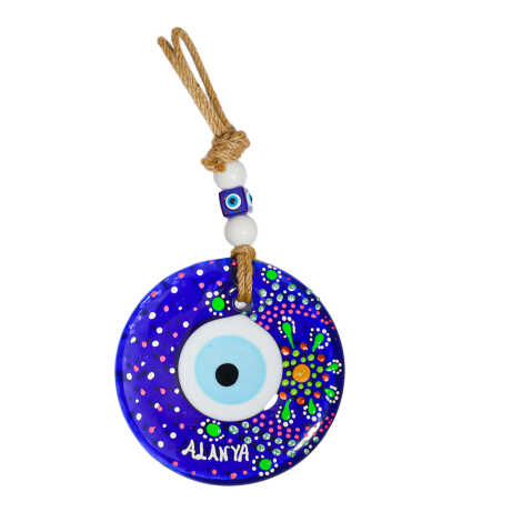 Alanya Temalı Mandala Desenli Cam Nazar Duvar Süsü 22 Cm - 2