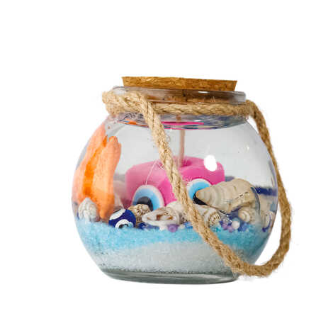 Alanya Temalı Mantar Kapaklı Cam Bardak Küçük Boy Jel Mum 6*6 Cm - 2