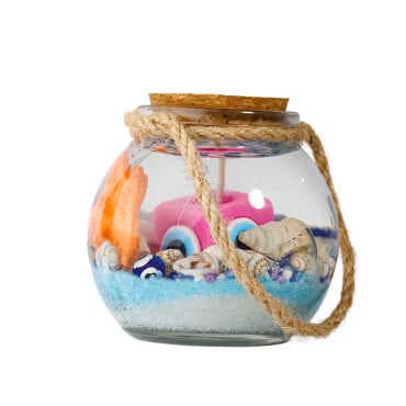 Alanya Themed Cork Lid Glass Jar Small Gel Candle 6x6 cm - Standart - 2