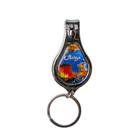 Alanya Temalı Metal Açacaklı Oval Anahtarlıklı Tırnak Makası - 4