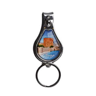 Alanya Themed Metal Bottle Opener Oval Keychain Nail Clipper