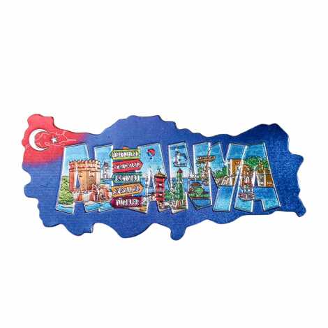 Alanya Temalı Metalize Harita Magnet - 6