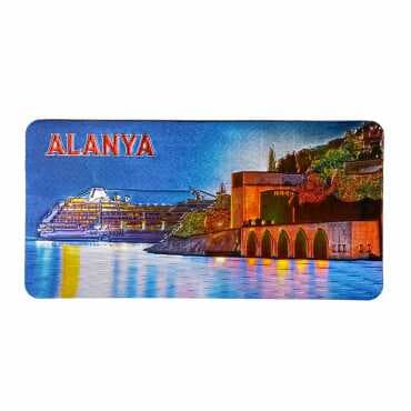 Alanya Themed Metallic Refrigerator Magnet 50x100 mm