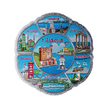 Alanya Themed Metallic Refrigerator Magnet 70mm