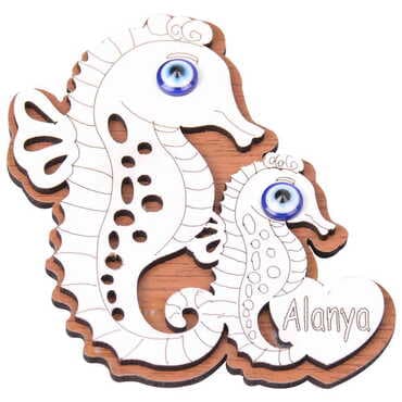 Alanya Themed Wooden Engraved Souvenir Fridge Magnet - 15