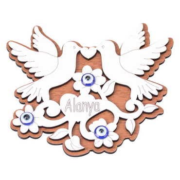 Alanya Themed Wooden Engraved Souvenir Fridge Magnet - 18