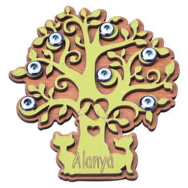 Alanya Themed Wooden Engraved Souvenir Fridge Magnet - 30