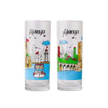 Alanya Themed Myros Printed Rakı Glass - 2