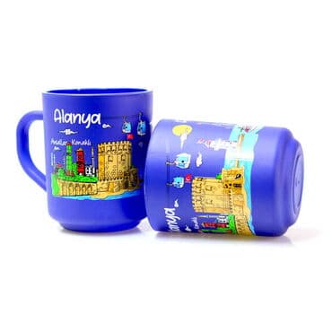 Toptan Alanya Temalı Myros Boyalı Oval Cam Kupa - 2
