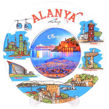 Alanya Themed Bespoke Printed Glass Plate 21 Cm - 6