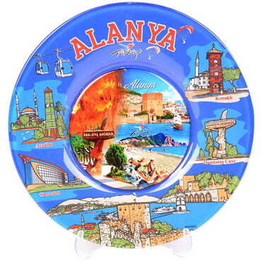 Alanya Themed Bespoke Printed Glass Plate 21 Cm - 8