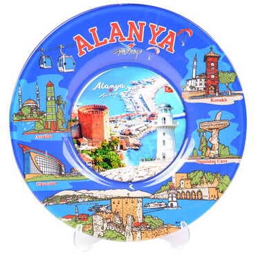 Alanya Themed Bespoke Printed Glass Plate 21 Cm - 10