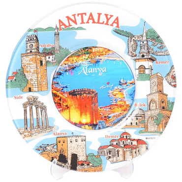 Alanya Themed Bespoke Printed Glass Plate 21 Cm - 13