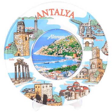 Alanya Themed Bespoke Printed Glass Plate 21 Cm - 15