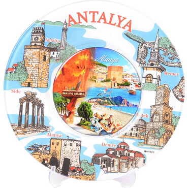 Alanya Themed Bespoke Printed Glass Plate 21 Cm - 16
