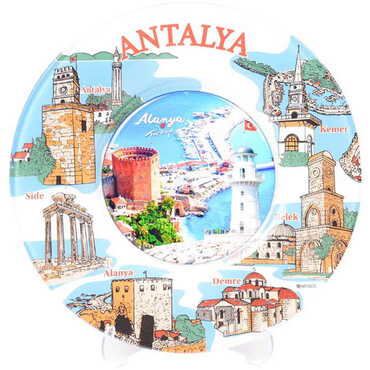 Alanya Themed Bespoke Printed Glass Plate 21 Cm - 17