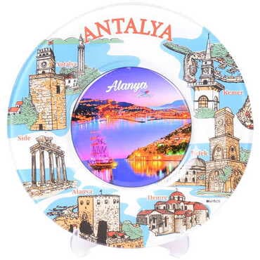 Alanya Themed Bespoke Printed Glass Plate 21 Cm - 18