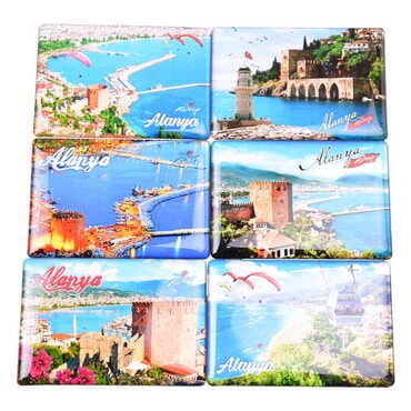 Alanya Themed Epoxy Dome Rectangle Souvenir Fridge Magnet 80x55 cm - 3