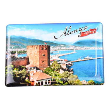 Alanya Themed Epoxy Dome Rectangle Souvenir Fridge Magnet 80x55 cm - 4