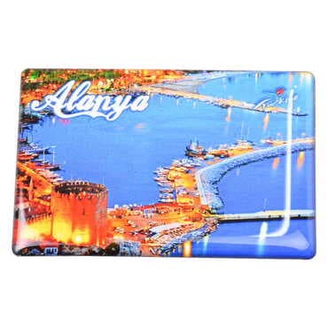 Alanya Themed Epoxy Dome Rectangle Souvenir Fridge Magnet 80x55 cm - 6