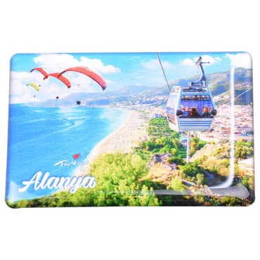 Alanya Themed Epoxy Dome Rectangle Souvenir Fridge Magnet 80x55 cm - 7