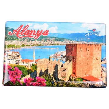 Alanya Themed Epoxy Dome Rectangle Souvenir Fridge Magnet 80x55 cm - 8