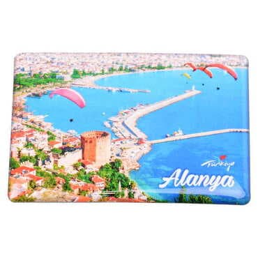 Alanya Themed Epoxy Dome Rectangle Souvenir Fridge Magnet 80x55 cm - 9