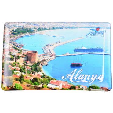 Alanya Themed Epoxy Dome Rectangle Souvenir Fridge Magnet 80x55 cm - 11