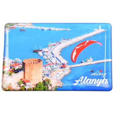 Alanya Themed Epoxy Dome Rectangle Souvenir Fridge Magnet 80x55 cm - 12