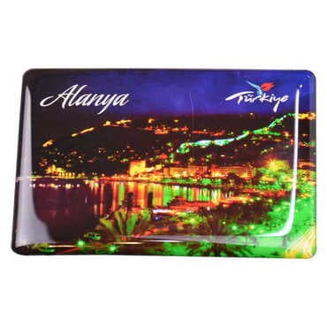 Alanya Themed Epoxy Dome Rectangle Souvenir Fridge Magnet 80x55 cm - 13