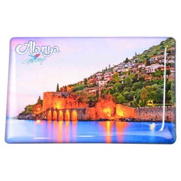 Alanya Themed Epoxy Dome Rectangle Souvenir Fridge Magnet 80x55 cm - 17