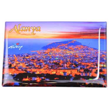 Alanya Themed Epoxy Dome Rectangle Souvenir Fridge Magnet 80x55 cm - 18