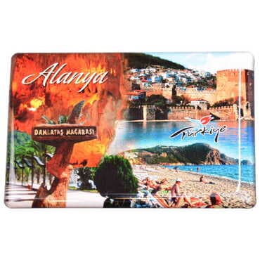 Alanya Themed Epoxy Dome Rectangle Souvenir Fridge Magnet 80x55 cm - 19