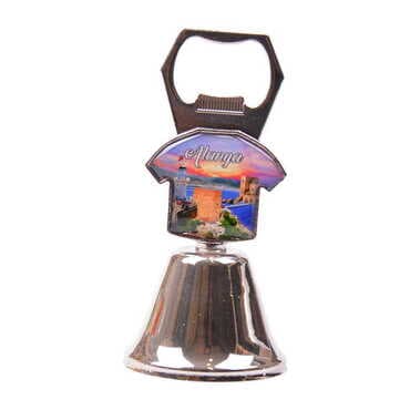 Alanya Themed Collectible Souvenir Double Face Metal Bell With Opener 44x94 mm