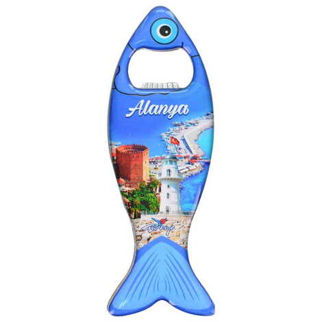 Toptan Alanya Temalı Myros Metal Balık Açacak Magnet 120x43 mm - 6