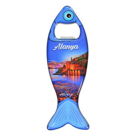 Toptan Alanya Temalı Myros Metal Balık Açacak Magnet 120x43 mm - 7