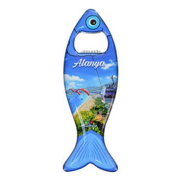 Alanya Themed Fish Shaped Metal Magnetic Bottle Opener 120x43 mm - 5