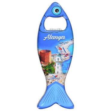 Alanya Themed Fish Shaped Metal Magnetic Bottle Opener 120x43 mm - 6