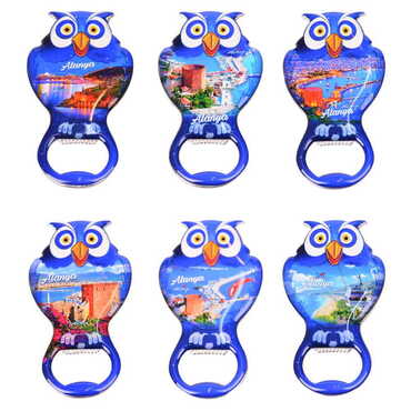 Toptan Alanya Temalı Myros Metal Baykuş Açacak Magnet 88x47 mm - 4