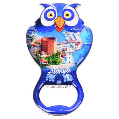 Toptan Alanya Temalı Myros Metal Baykuş Açacak Magnet 88x47 mm - 7