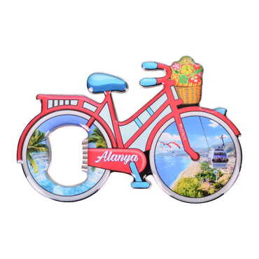 Toptan Alanya Temalı Myros Metal Bisiklet Açacak Magnet 100x65 mm - 4