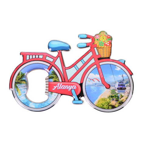 Toptan Alanya Temalı Myros Metal Bisiklet Açacak Magnet 100x65 mm - 4