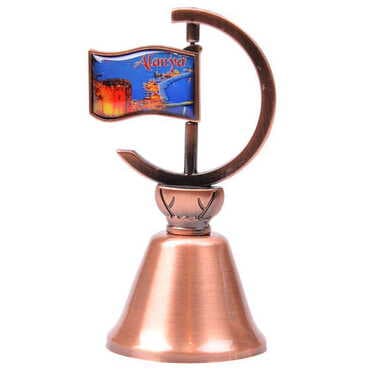Alanya Themed Collectible Souvenir Double Face Metal Spinner Flag Bell - Bronze Color - 4