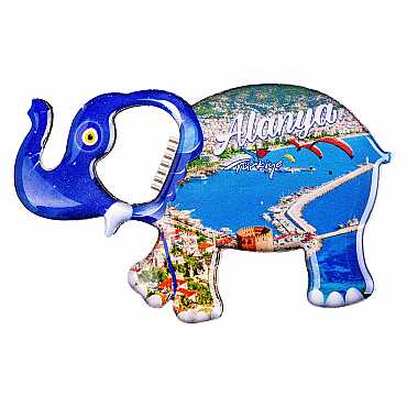 Alanya Temalı Myros Metal Büyük Fil Açacak Magnet 100x60 mm - 3